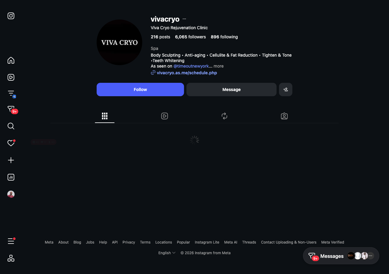 Current screenshot of Viva Cryo Instagram